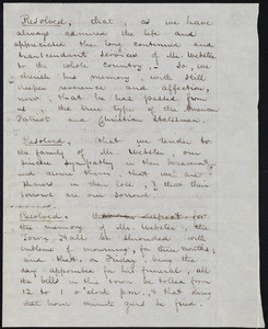 Draft of letter of condolence to Daniel Webster’s widow and family