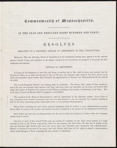 Resolution regarding amendment to Massachusetts constitution about local census, legislative apportioning