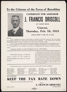 Election flyer for J. Francis Driscoll, candidate for assessor