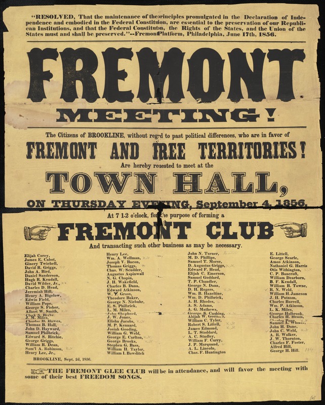 Poster announcing formation of a Fremont Club