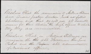 Note of support for Millard Fillmore, Andrew Donelson nomination