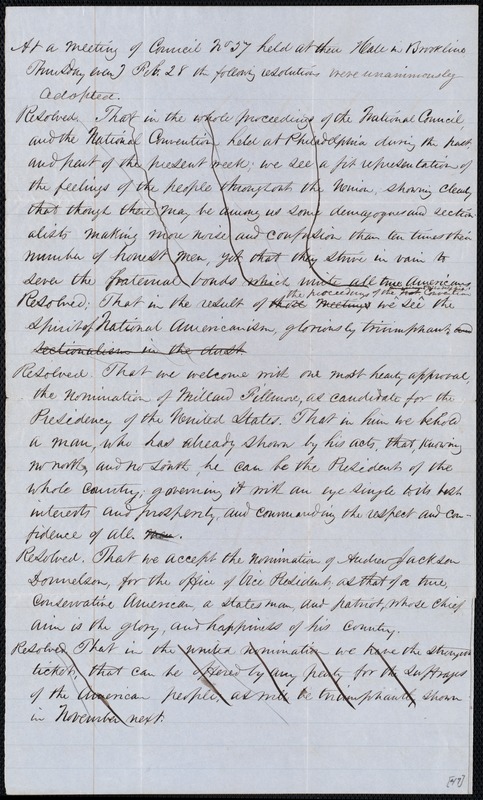 Minutes of Council 57, 2/28/1856[?]