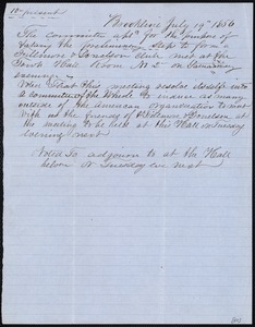 Minutes of committee to form Fillmore-Donelson Club, 7/19/1856