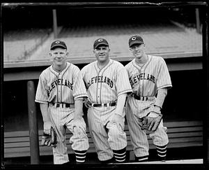 Three Cleveland Indians in the dugout