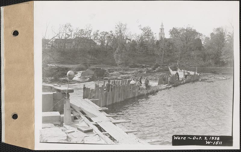 Ware River, coffer dam at East Street dam, looking west, Ware, Mass