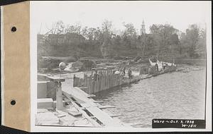 Ware River, coffer dam at East Street dam, looking west, Ware, Mass., Oct. 3, 1938