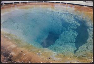 Grand Prismatic Spring with blue water, Yellowstone National Park
