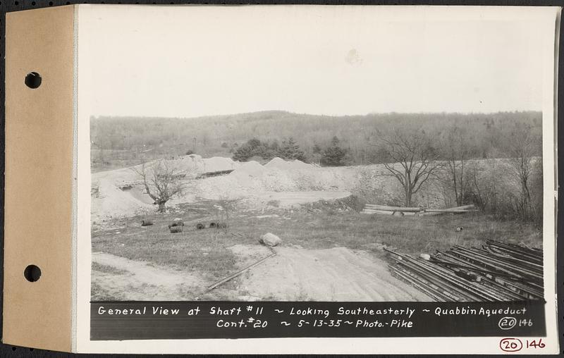 Contract No. 20, Coldbrook-Swift Tunnel, Barre, Hardwick, Greenwich, general view at Shaft 11, looking southeasterly, Quabbin Aqueduct, Hardwick, Mass., May 13, 1935