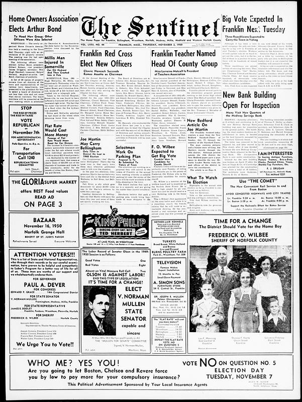 The Franklin Sentinel November 02 1950 Digital Commonwealth the-franklin-sentinel-november-02-1950-digital-commonwealth