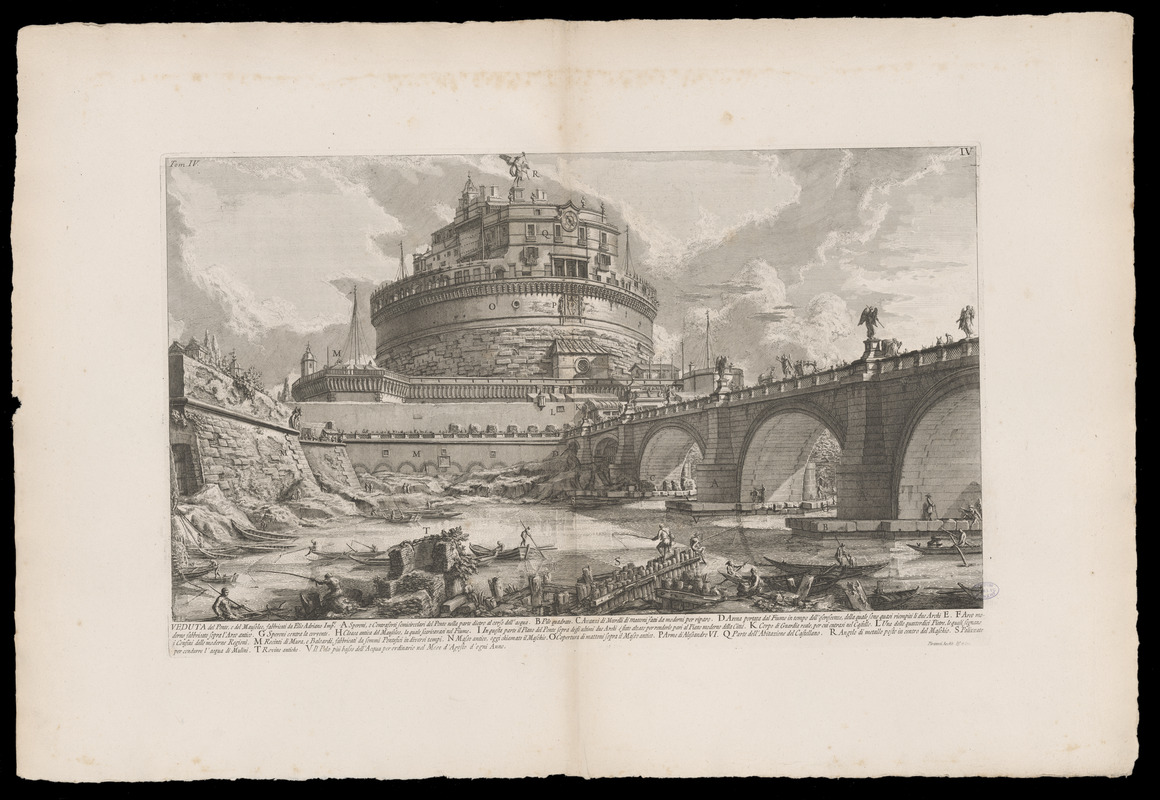 Veduta del ponte, e del mausoleo, fabbricati da Elio Adriano Imp.re