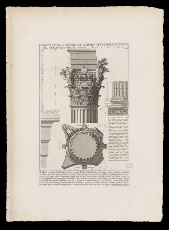 Dimostrazione in grande del capitello di vna delle colonne del Tempio di Gvinone dentro i Portici d'Ottavia