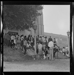 Students outside Brighton High School during demonstration