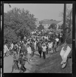 Students outside Brighton High School during demonstration