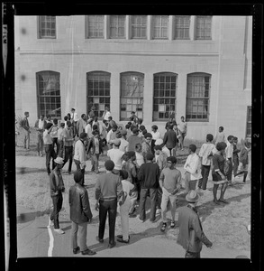 Students outside Brighton High School during demonstration