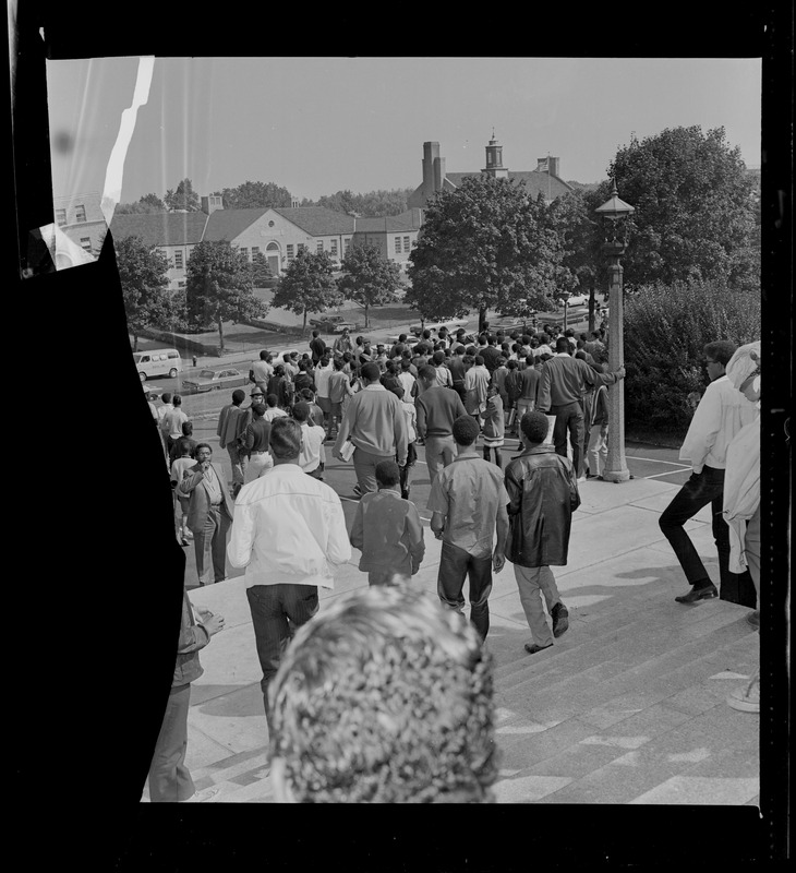 Students outside Brighton High School during demonstration