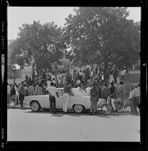 Students outside Brighton High School during demonstration