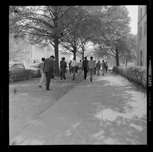 Students outside a school on day of demonstrations