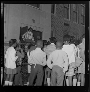 Students arriving at Martin Luther King Jr. Middle School