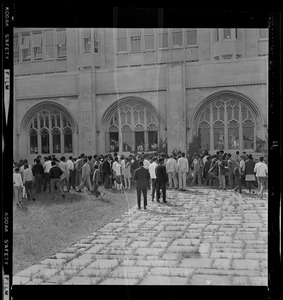 Students outside Brighton High School during demonstration