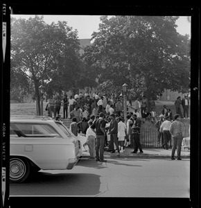 Students outside Brighton High School during demonstration