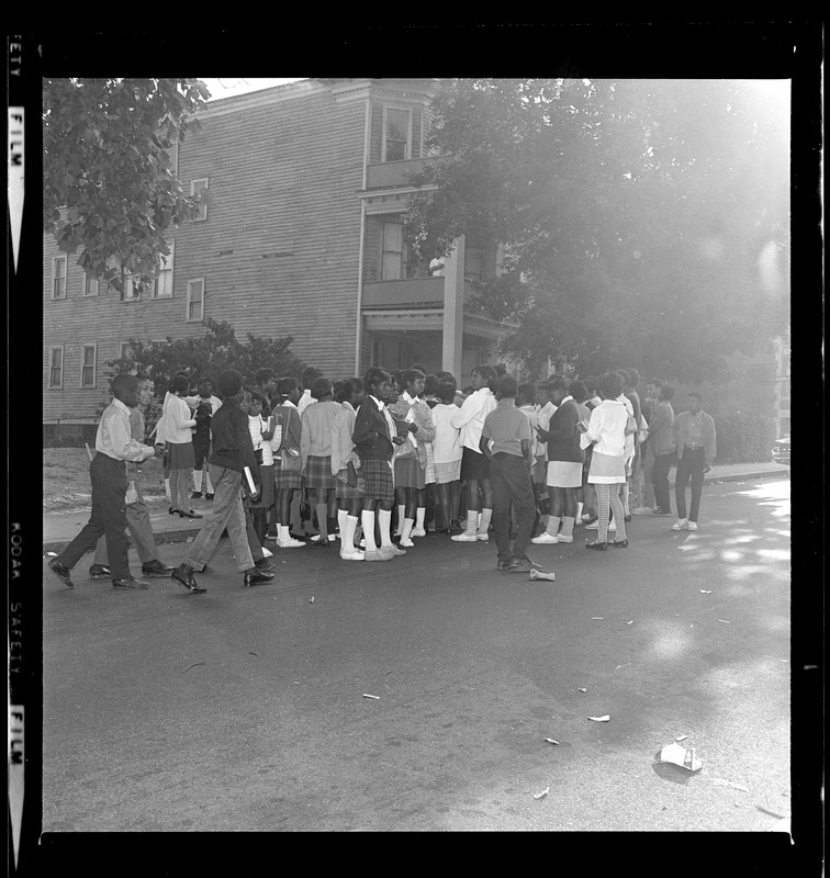 Students outside Martin Luther King Jr. Middle School