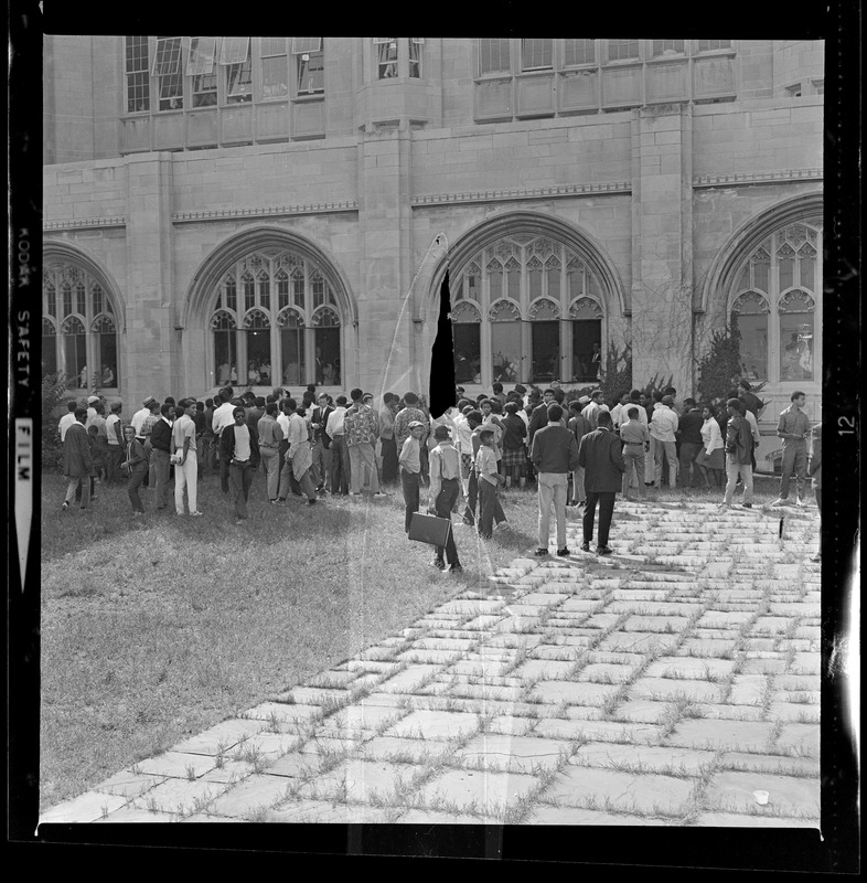 Students outside Brighton High School during demonstration