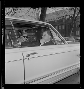 Criminal defense attorney F. Lee Bailey sitting in car with his wife, Froma