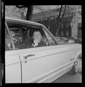 Criminal defense attorney F. Lee Bailey sitting in car with his wife, Froma