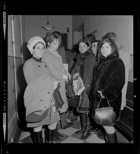 Women gathered in courthouse hallway