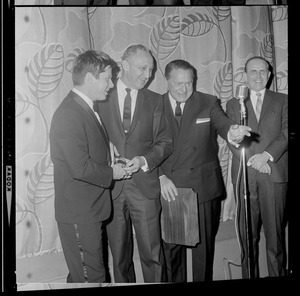 Robert Morse, left, with Ben Sack, Michael Cantor and another man