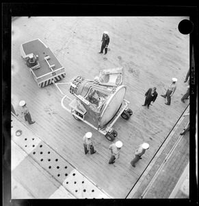 Boasting the largest number of Gemini series space capsule recoveries, Boston-based Aircraft Carrier Wasp returned home Friday with its precious cargo-- The Gemini 12