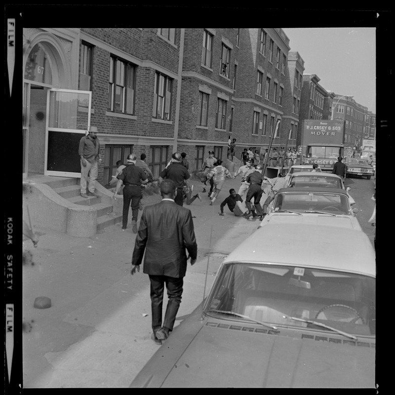 Police Caught Up With Some Of The Demonstrators On Washington Street Near Jeremiah E Burke High