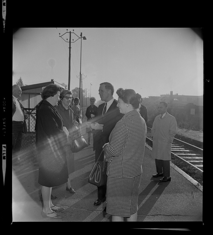 Kevin White greets morning commuters at Belleview Station, W. Roxbury