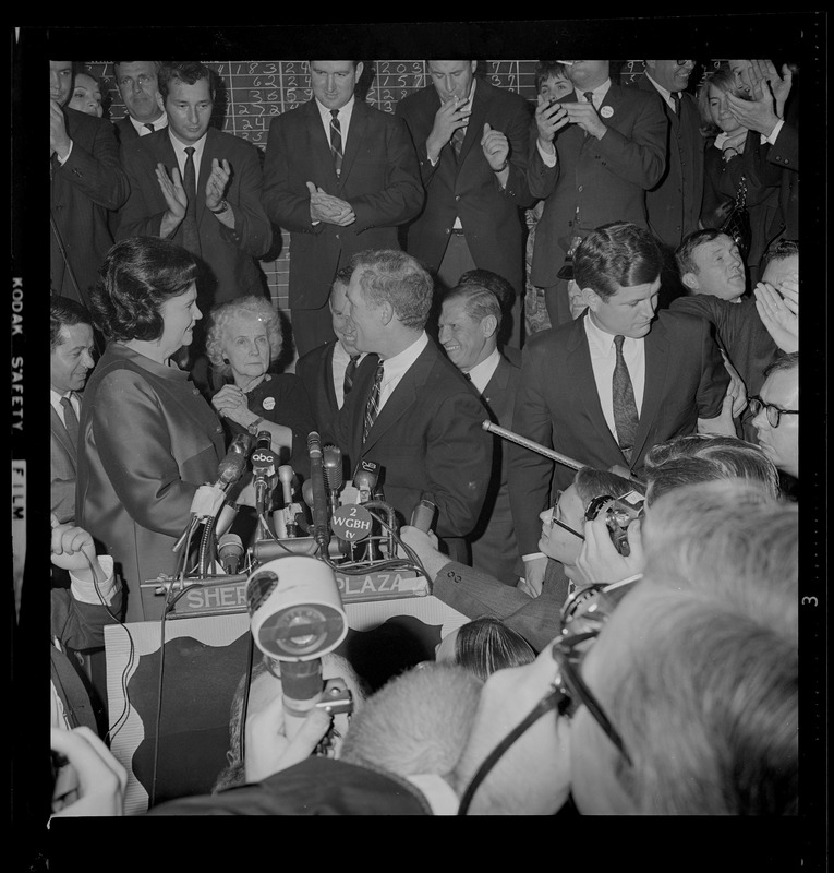 Mrs. Louise Day Hicks, who lost the Boston Mayoralty race by some 10,000 votes, congratulates her opponent Kevin White who defeated her in the race for mayor