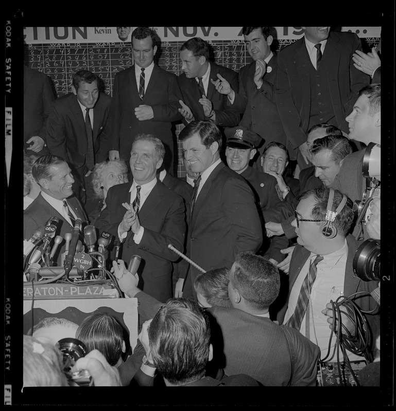 Mayor-Elect Kevin White with Senator Edward Kennedy at the Sheraton Plaza Hotel