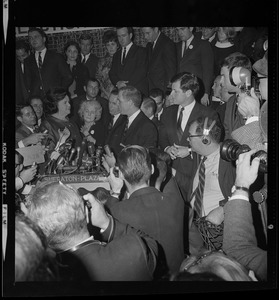 Mrs. Louise Day Hicks, who lost the Boston Mayoralty race by some 10,000 votes, congratulates her opponent Kevin White who defeated her in the race for mayor