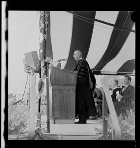 President Lyndon B. Johnson during Holy Cross commencement