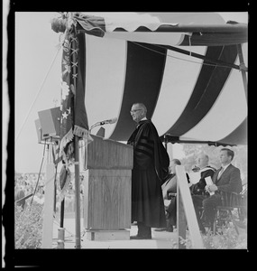 President Lyndon B. Johnson during Holy Cross commencement