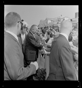 President Johnson greets fans at Worcester airport