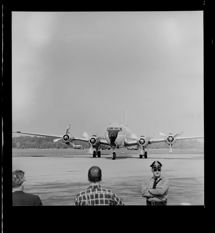 Plane arriving at Worcester Airport with President Johnson Digital