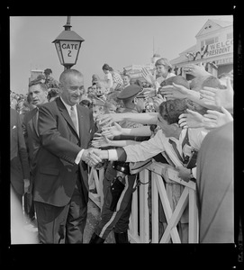 President Johnson meets with fans at Worcester Airport