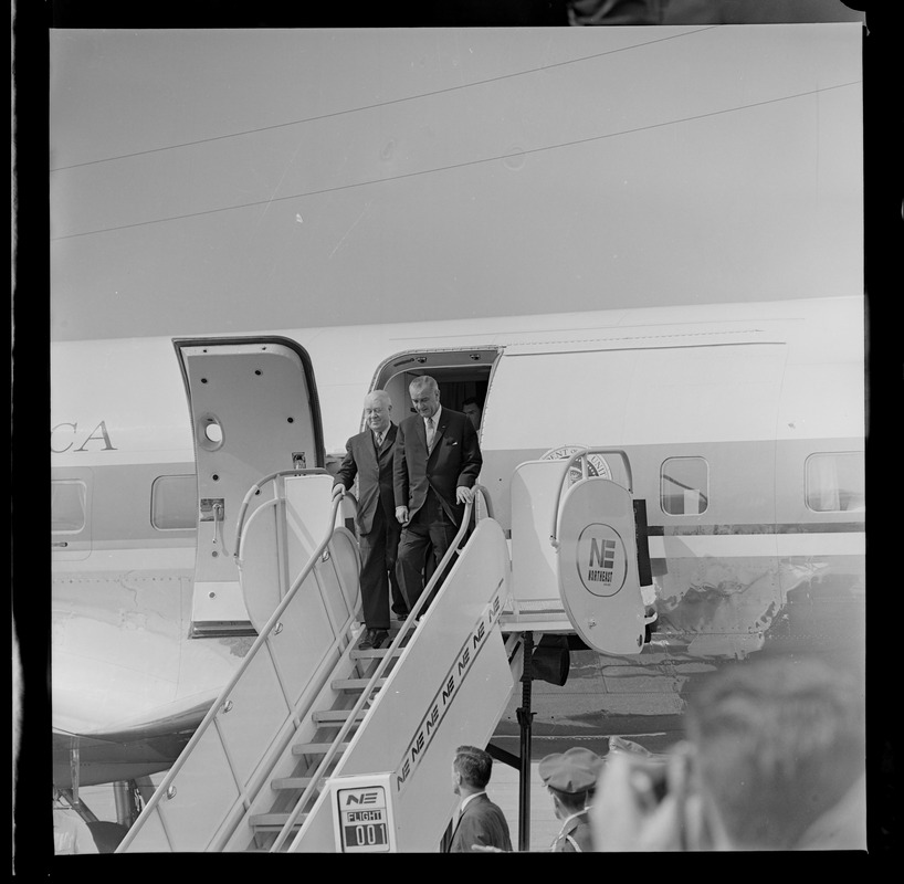 President Johnson deplaning Air Force One