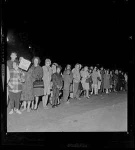 Fans line up to welcome President Johnson