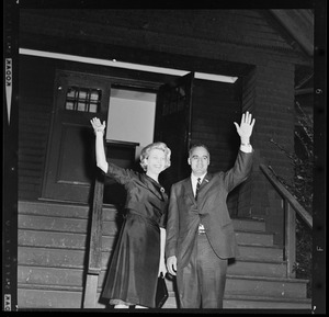 Lt. Gov. Bellotti and wife Margarita waving to the camera