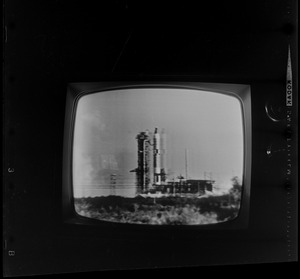 Gemini 6 ready for takeoff seen on television screen