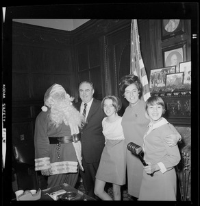 John F. X. Davoren with wife, two daughters and Santa Claus