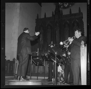 Composer Ed Summerlin directing the Herb Pomeroy band with his "Liturgy of the Holy Spirit"