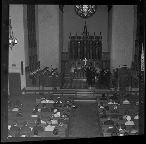 View of the concert setting from the balcony in Boston University chapel