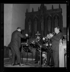 Composer Ed Summerlin directing the Herb Pomeroy band with his "Liturgy of the Holy Spirit"