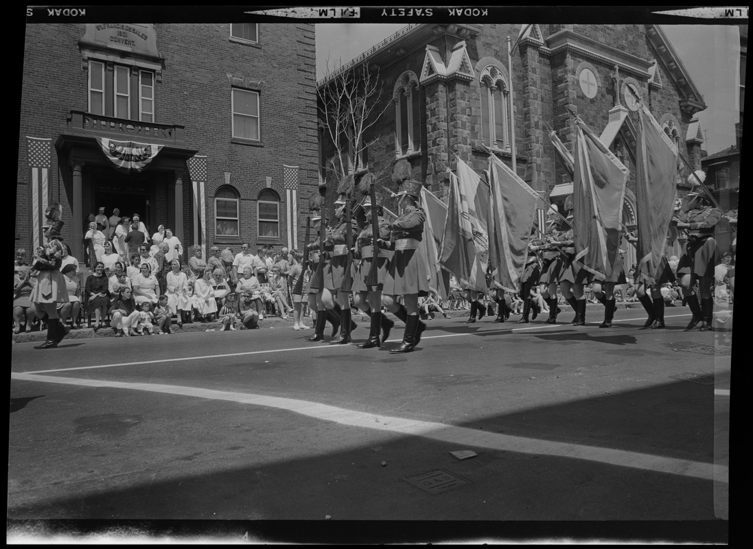 Majestic Knights Drum and Bugle Corps going by the St. Francis de Sales